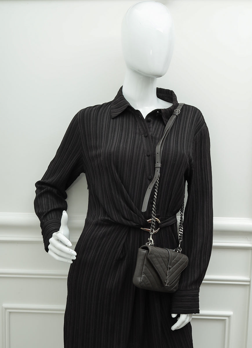 YSL Graphite Brown Monogram College Chain Wallet Bag