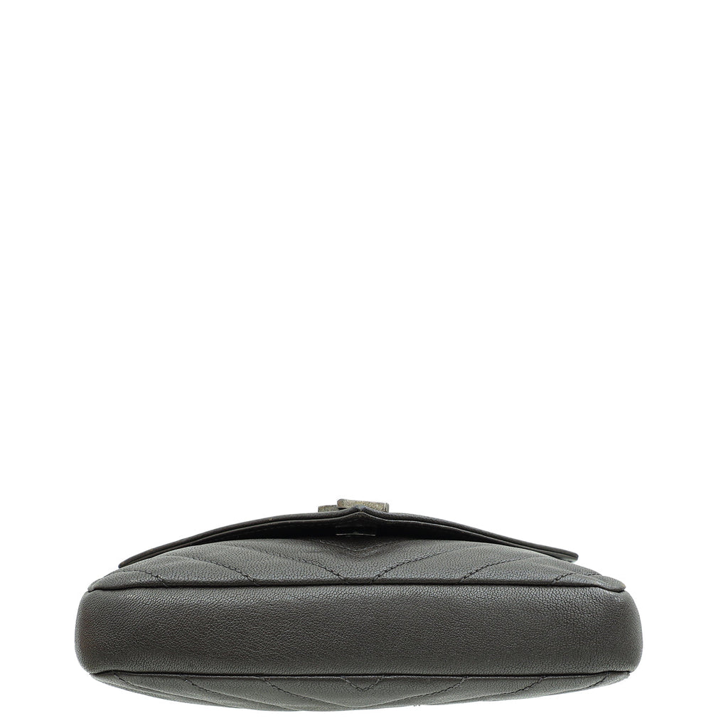 YSL Graphite Brown Monogram College Chain Wallet Bag