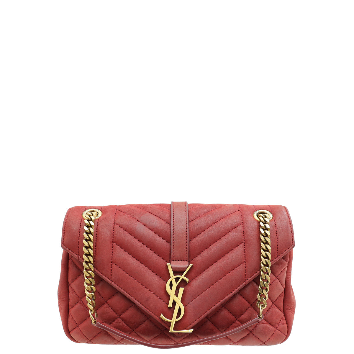 YSL Red Chevron Soft Envelope Medium College Bag