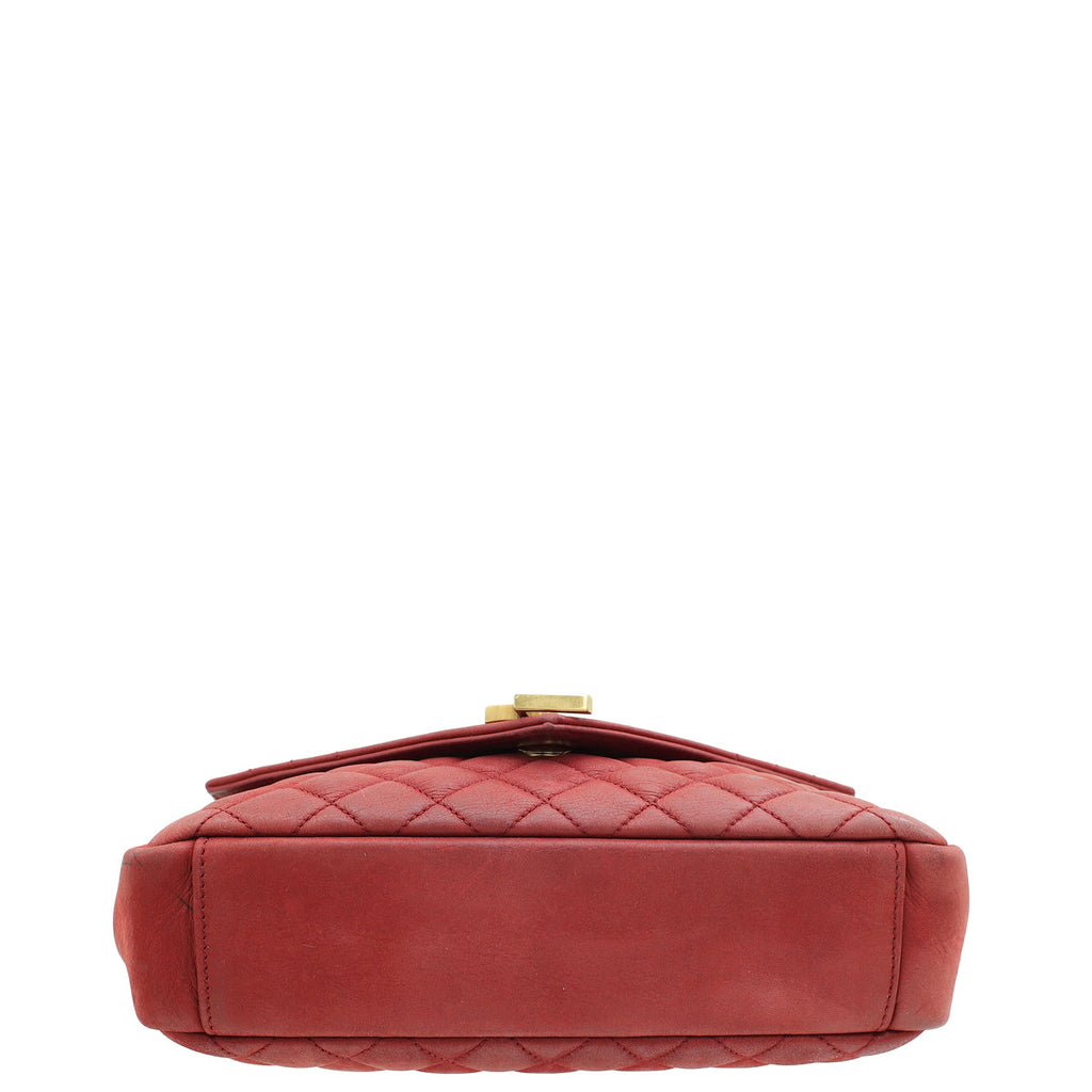 YSL Red Chevron Soft Envelope Medium College Bag