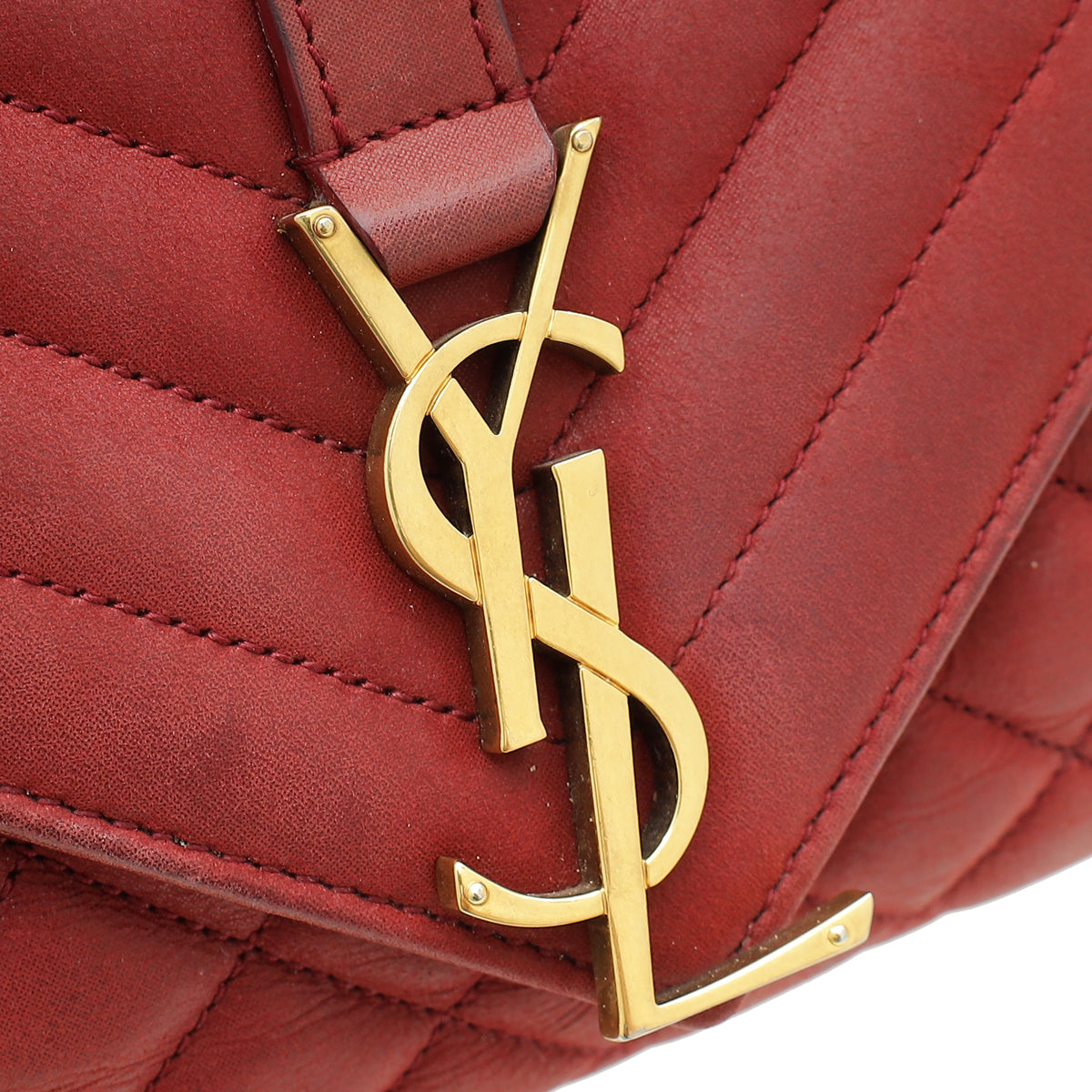 YSL Red Chevron Soft Envelope Medium College Bag