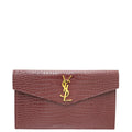 YSL Burgundy Croco Embossed Uptown Pouch