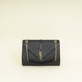 YSL Black Monogram Envelope Large Satchel Bag