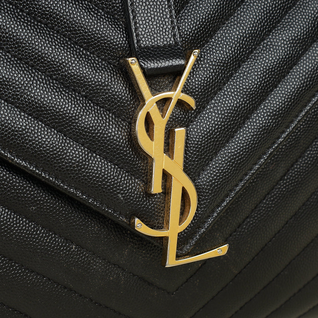 YSL Black Monogram Envelope Large Satchel Bag