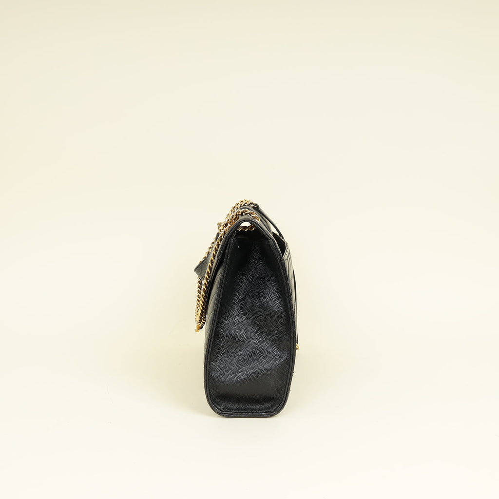YSL Black Monogram Envelope Large Satchel Bag