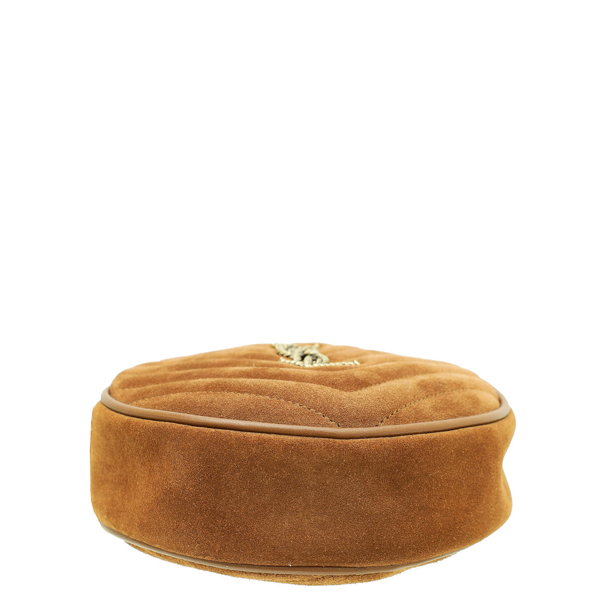 YSL Brown Monogram Vinyle Suede Circle Crossbody Bag