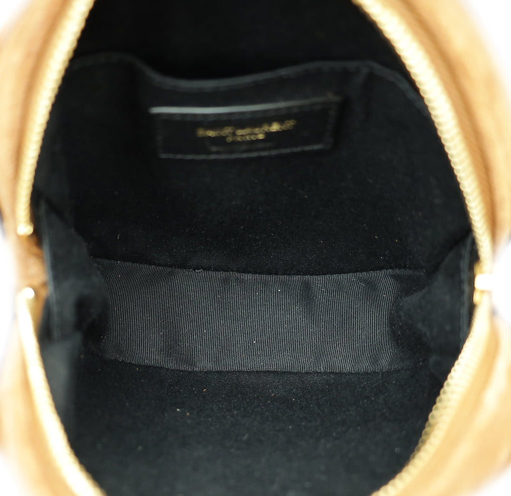 YSL Brown Monogram Vinyle Suede Circle Crossbody Bag