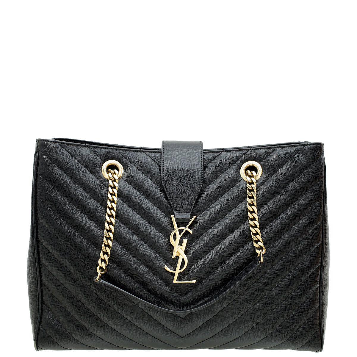 YSL Black Monogram Shopping Tote Large Bag