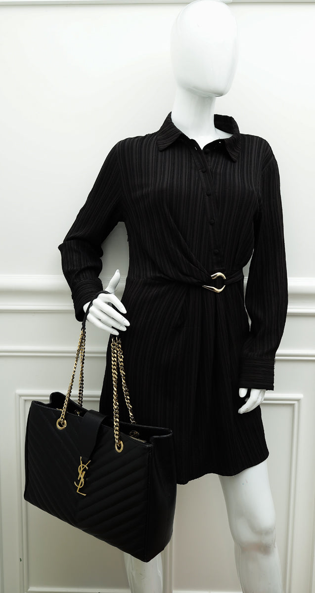 YSL Black Monogram Shopping Tote Large Bag