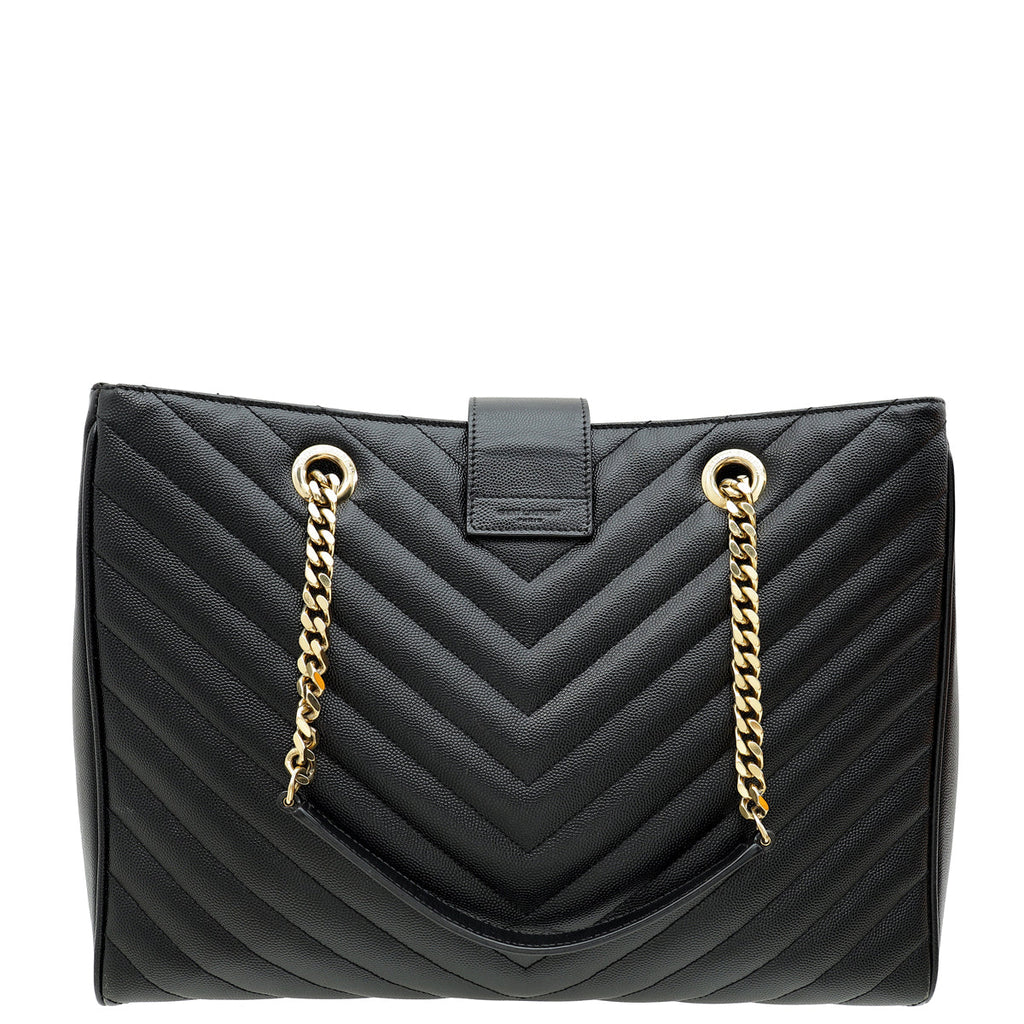 YSL Black Monogram Shopping Tote Large Bag