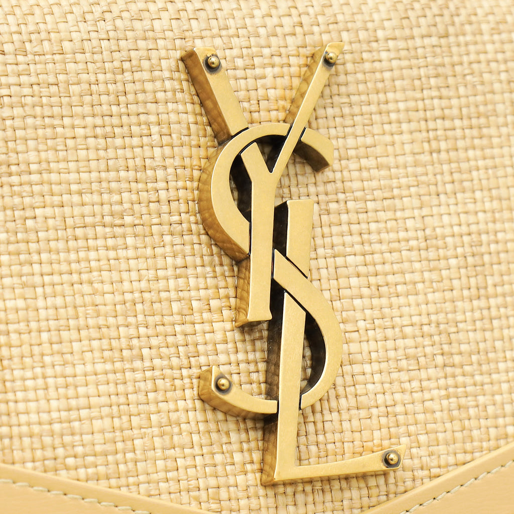 YSL Natural Raffia Uptown Pouch