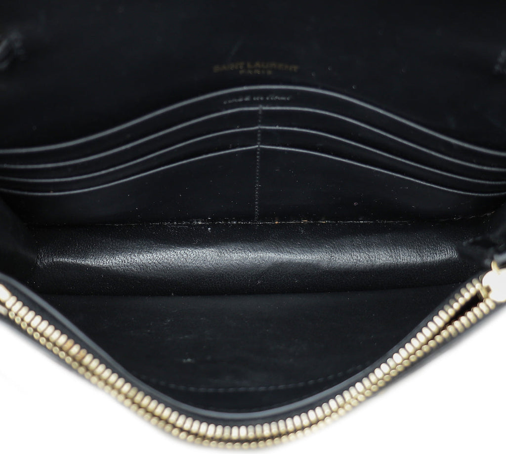 YSL Black Croc Embossed Kate Tassel Wallet On Chain