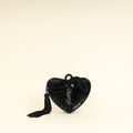 YSL Black Crocodile Embossed Heart Tassel Clutch