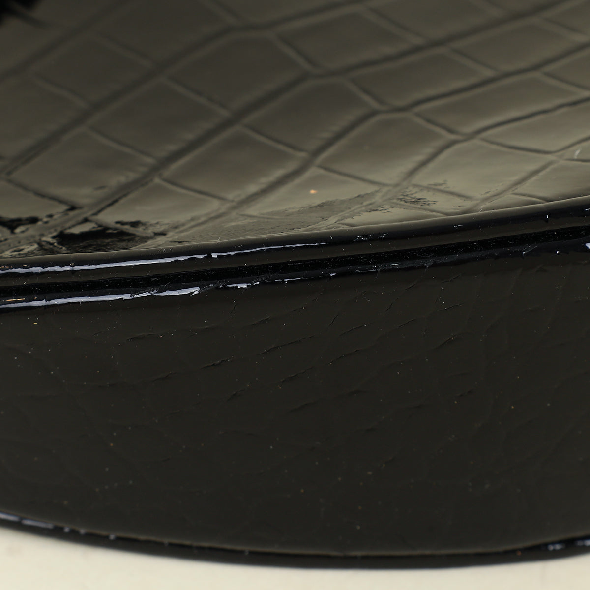 YSL Black Crocodile Embossed Heart Tassel Clutch