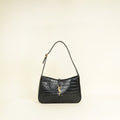 YSL Black Le 5 A 7 Croco Embossed Bag