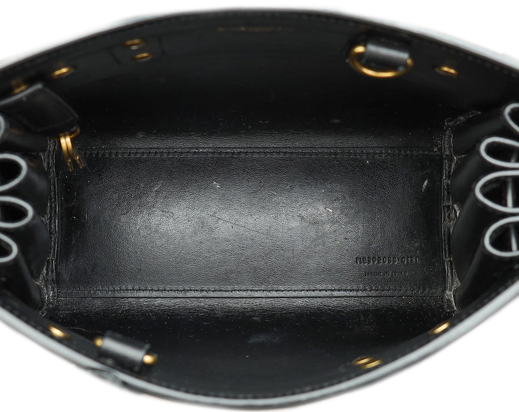 YSL Black Croco Embossed Sac De Jour Nano Bag