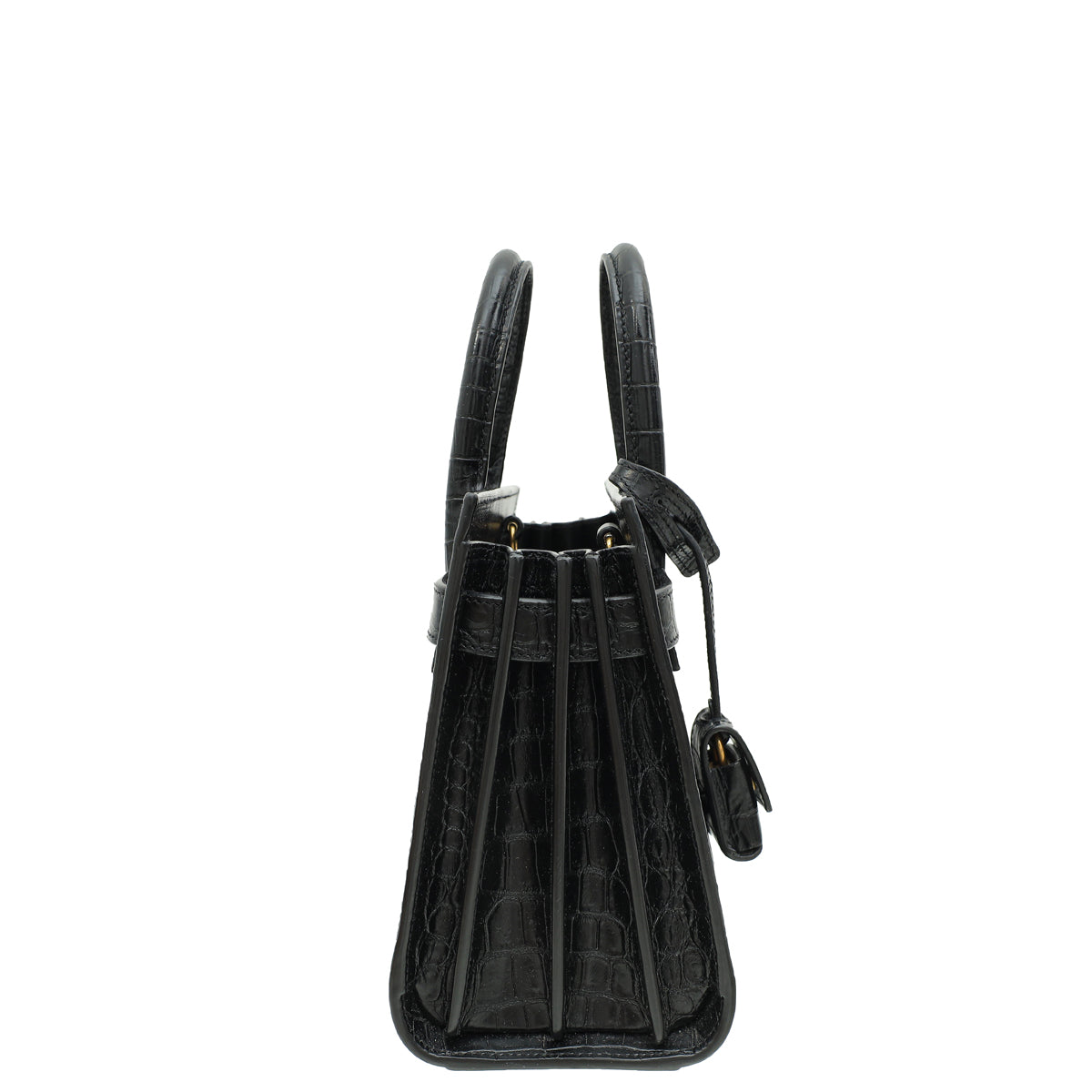 YSL Black Croco Embossed Sac De Jour Nano Bag