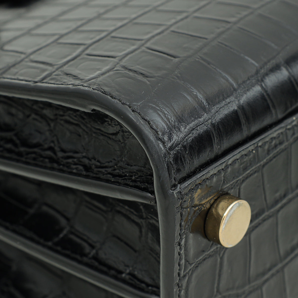 YSL Black Croco Embossed Sac De Jour Nano Bag