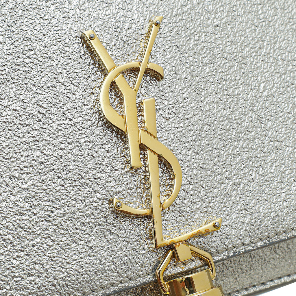 YSL Metallic Champagne kate Tassel Wallet On Chain