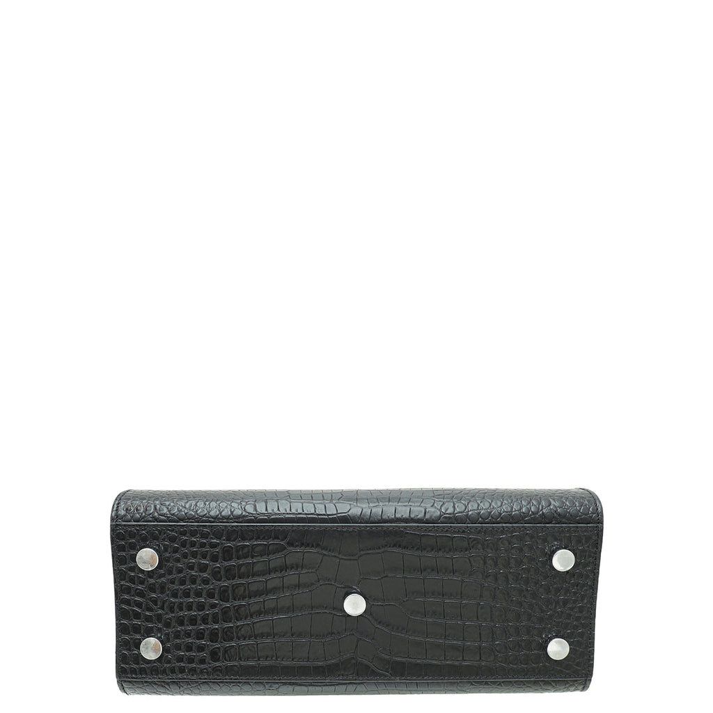 YSL Black Croco Embossed Sac De Jour Baby Bag