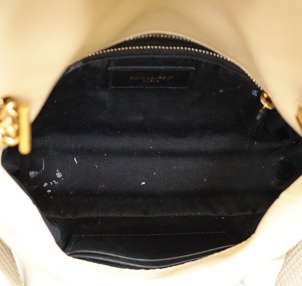 YSL Beige Puffer Toy Shoulder Bag
