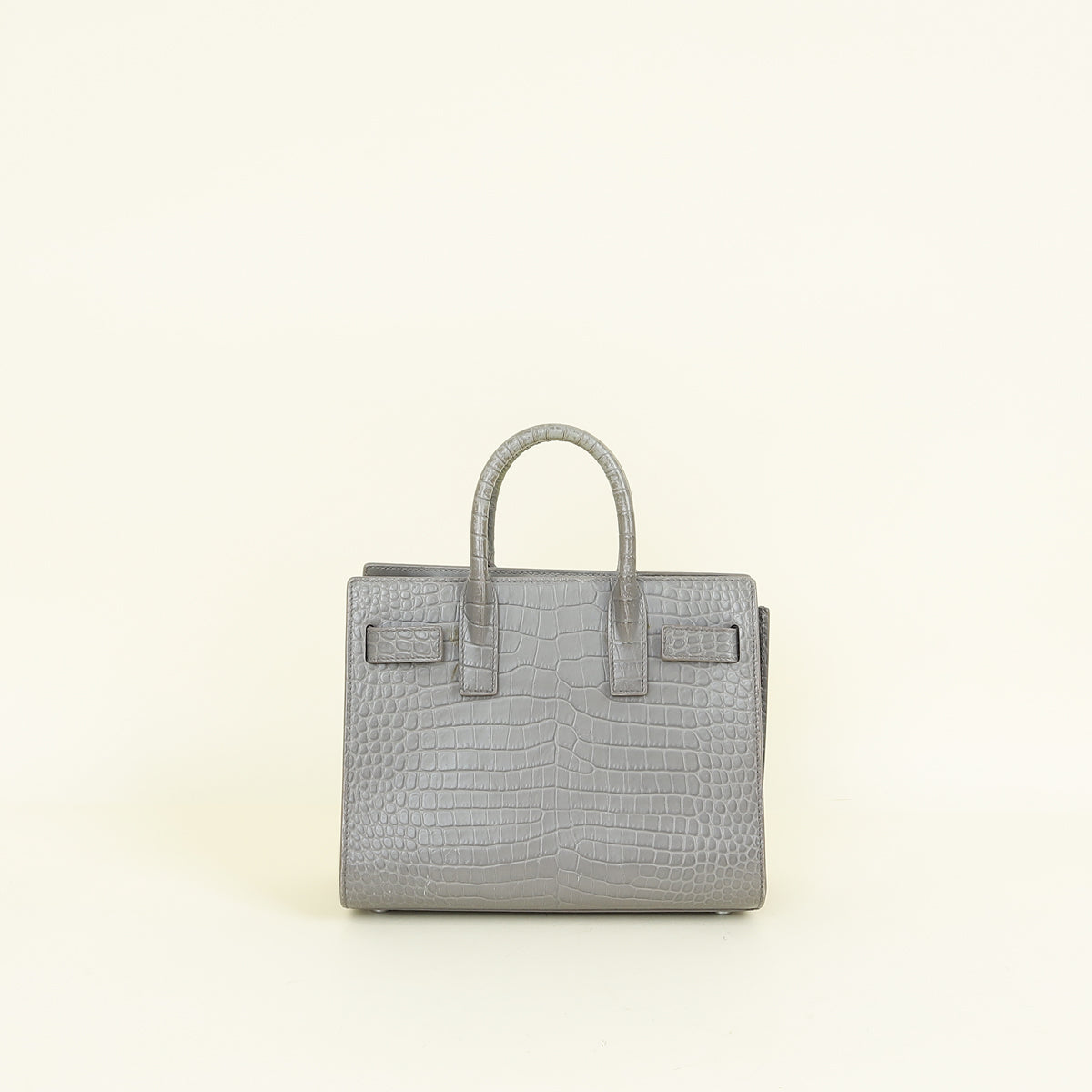 YSL Grey Nano Sac De Jour Croco Embossed Bag