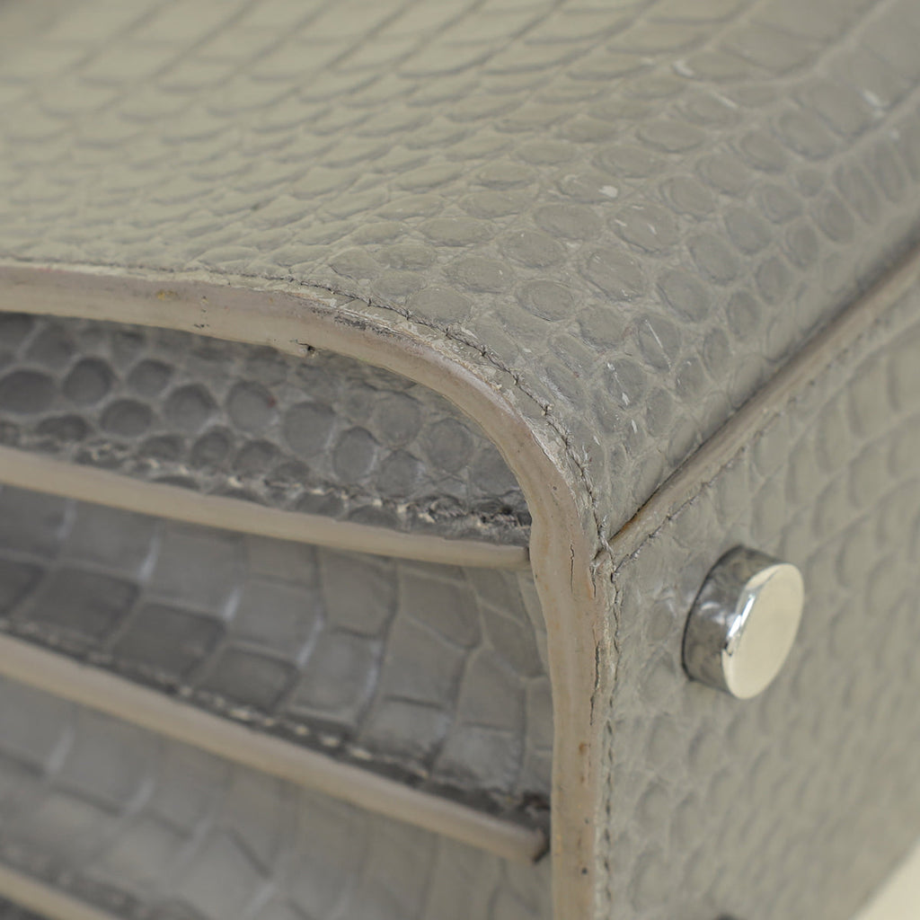 YSL Grey Nano Sac De Jour Croco Embossed Bag