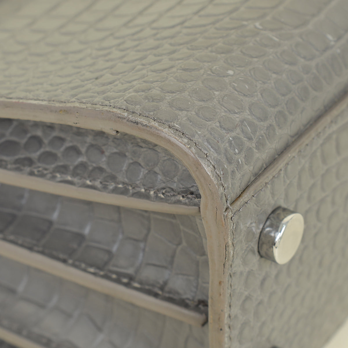 YSL Grey Nano Sac De Jour Croco Embossed Bag