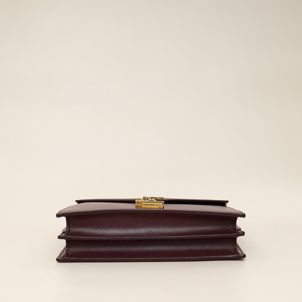 YSL Burgundy Cassandra Medium Flap Shoulder Bag