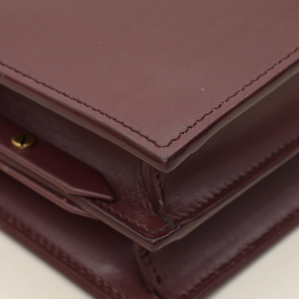 YSL Burgundy Cassandra Medium Flap Shoulder Bag