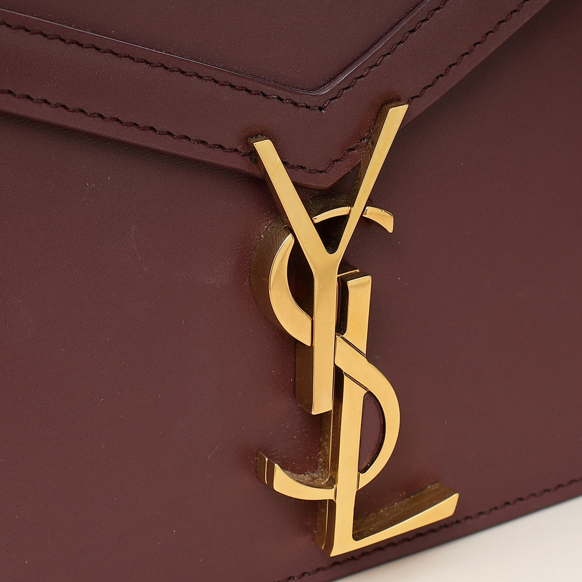 YSL Burgundy Cassandra Medium Flap Shoulder Bag