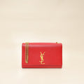 YSL Red Monogram Kate Medium Flap Shoulder Bag