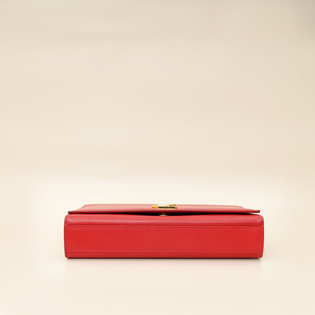 YSL Red Monogram Kate Medium Flap Shoulder Bag