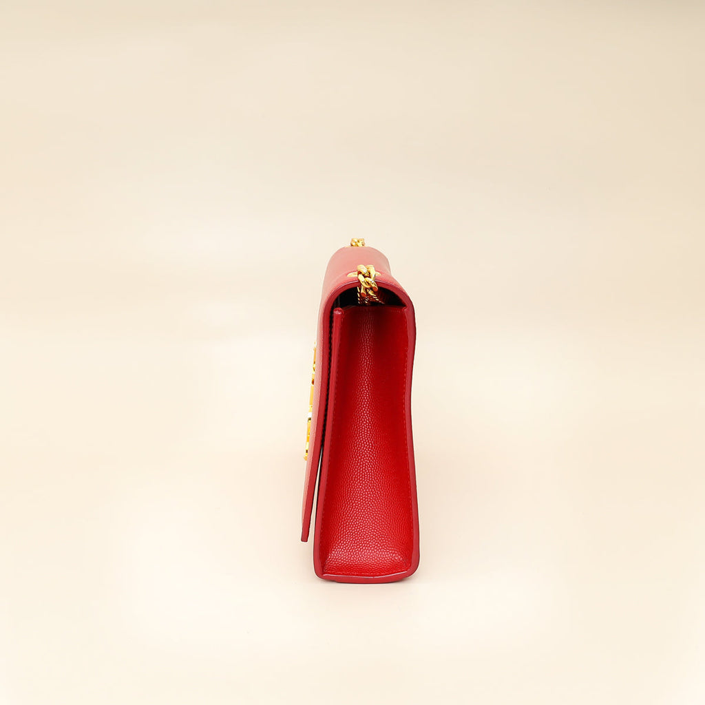 YSL Red Monogram Kate Medium Flap Shoulder Bag