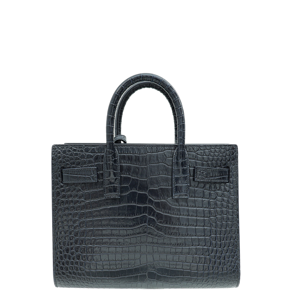 YSL Indigo Blue Sac De Jour Nano Croco Embossed Bag