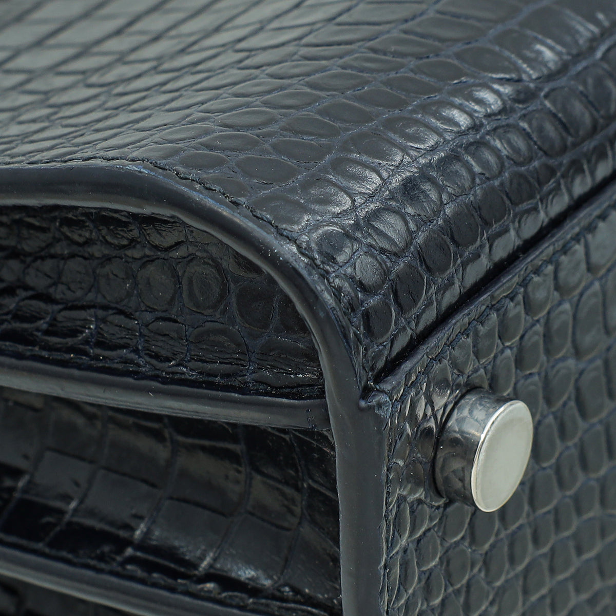 YSL Indigo Blue Sac De Jour Nano Croco Embossed Bag