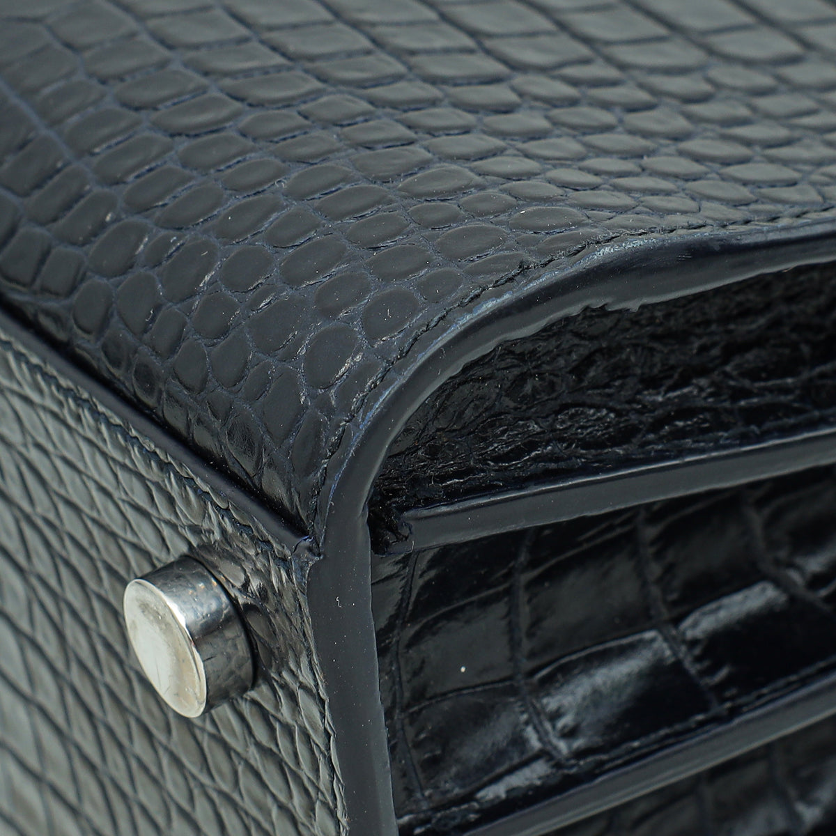 YSL Indigo Blue Sac De Jour Nano Croco Embossed Bag