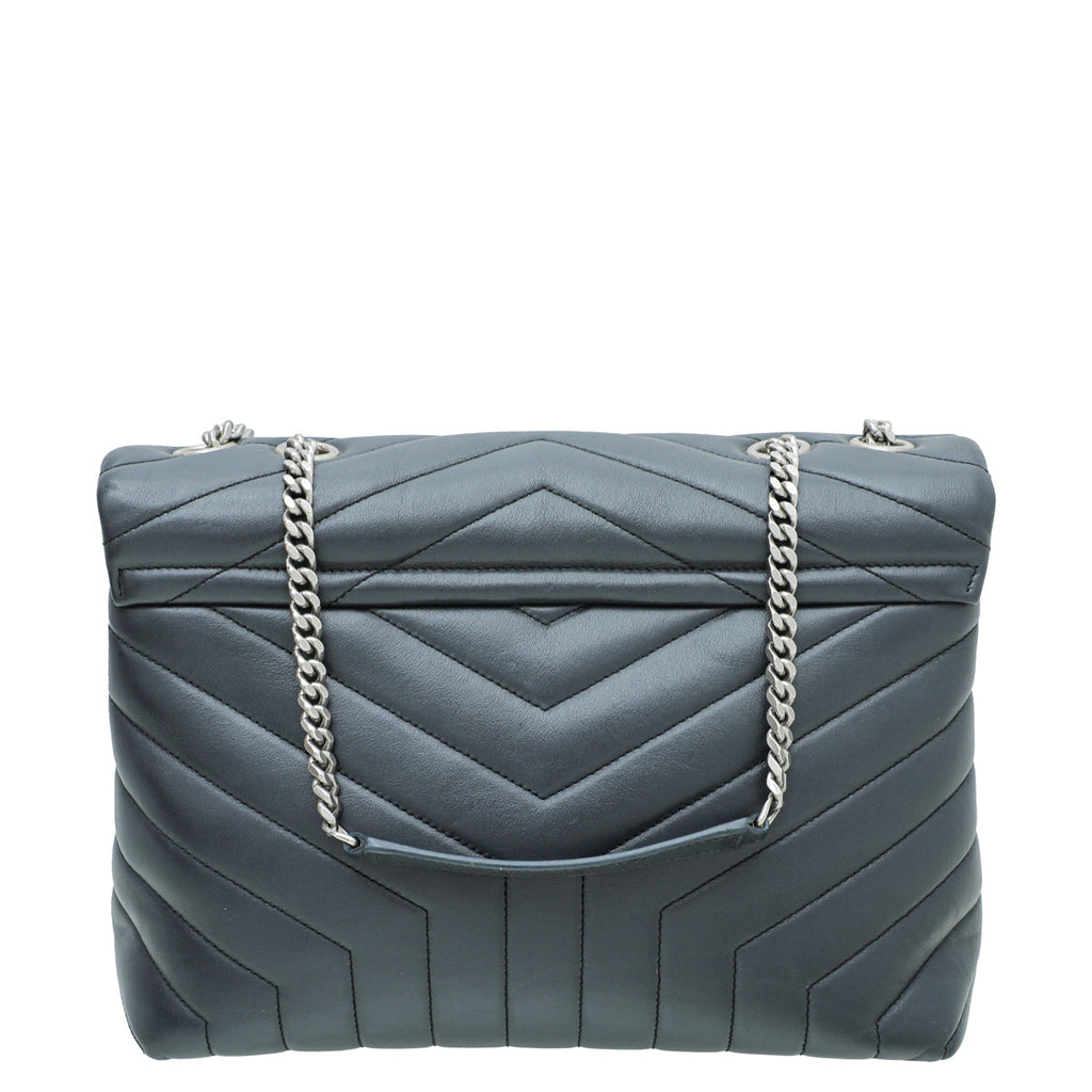 YSL Dark Grey Loulou Medium Flap Bag