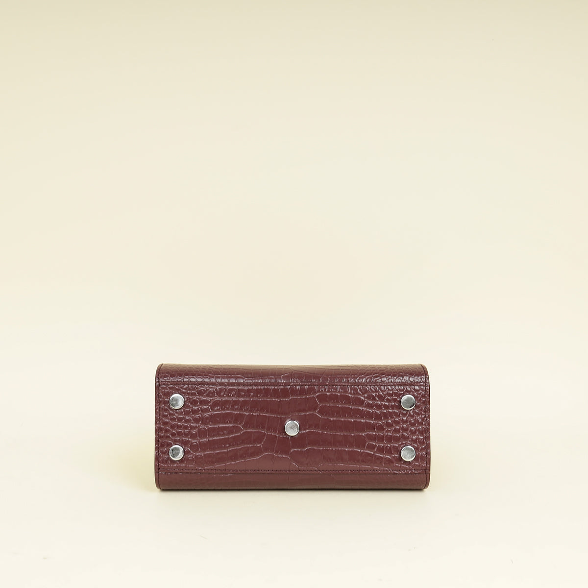 YSL Burgundy Croco Embossed Sac De Jour Nano Bag