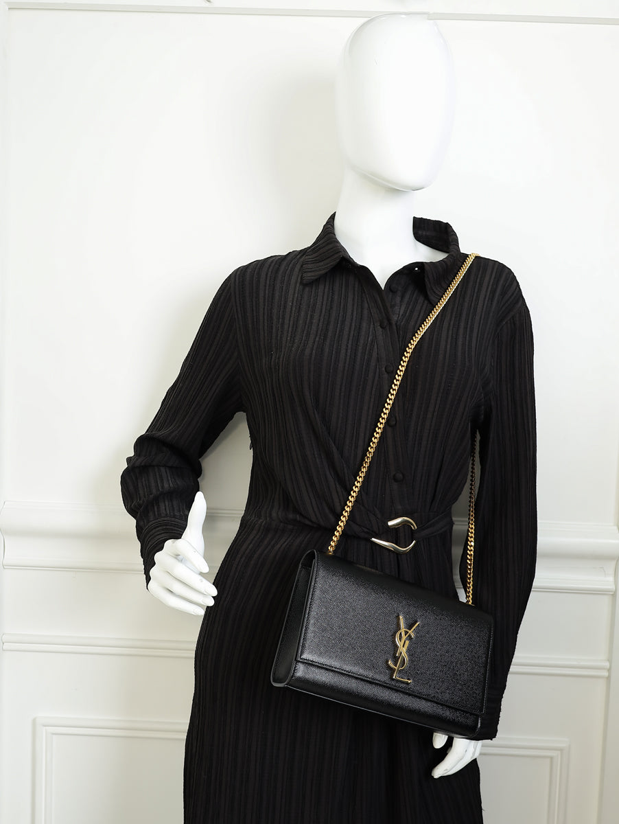 YSL Black Monogram Kate Medium Chain Shoulder Bag