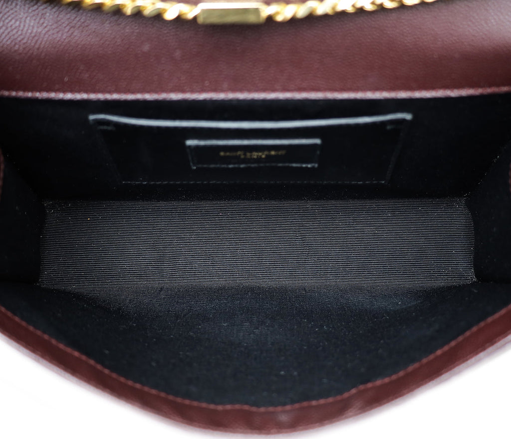 YSL Burgundy Monogram Kate Medium Chain Bag