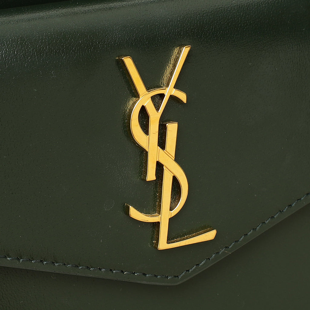 YSL Forest Green Uptown Small Tote Top Handle Bag