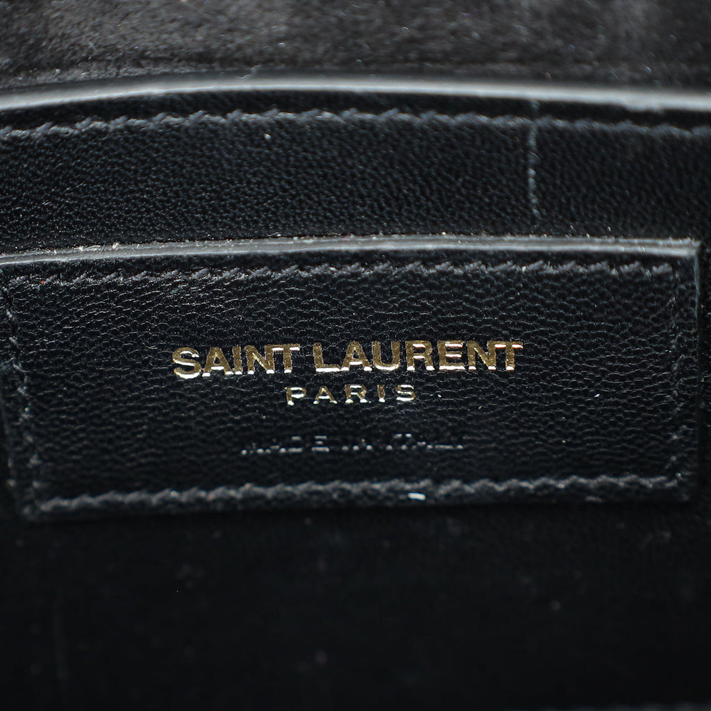 YSL Metallic Silver Monogram Kate Mini Shoulder Bag