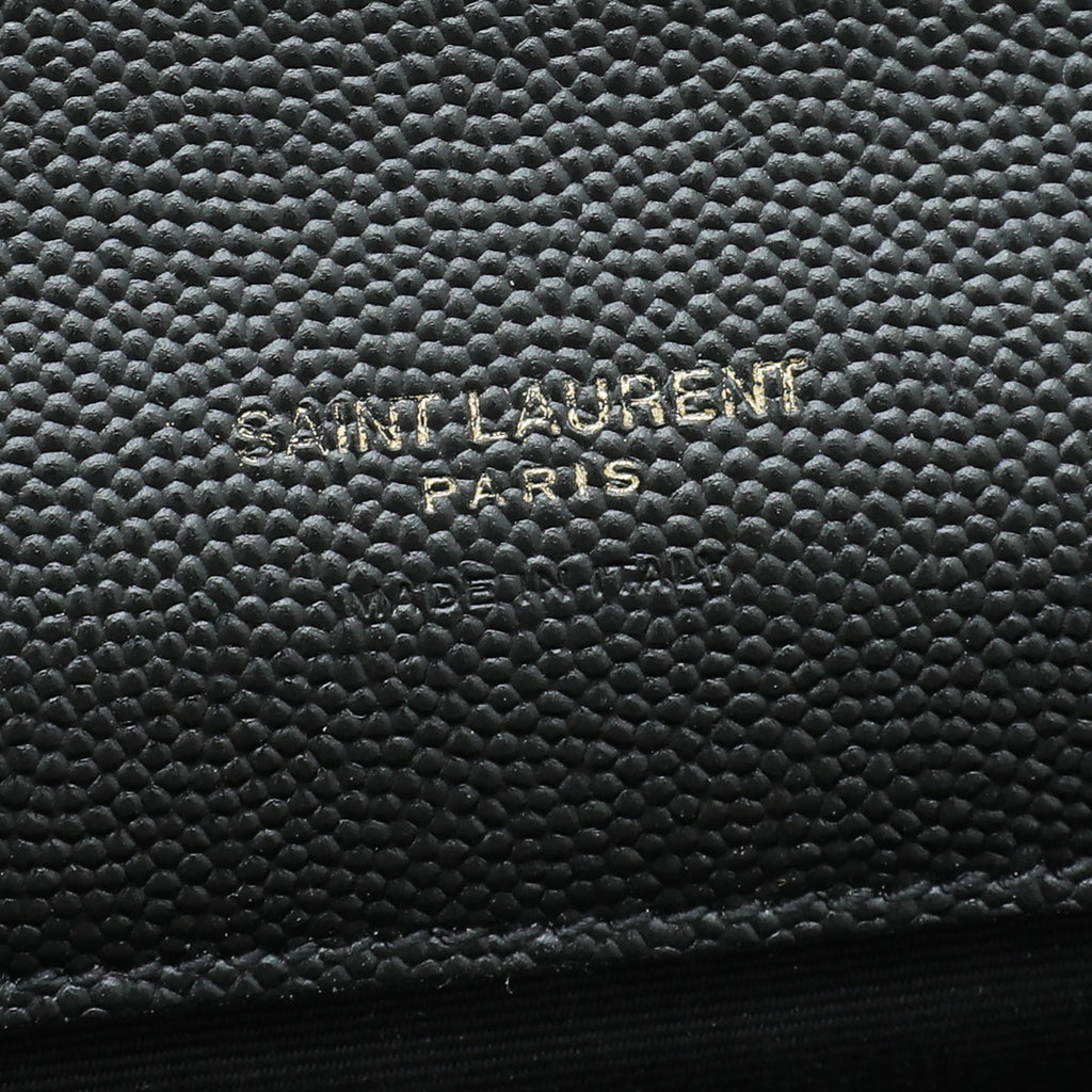 YSL Black Monogram Envelope Flap Mix Quilted Pouch