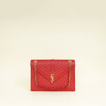 YSL Red Monogram Envelope Satchel Large Bag