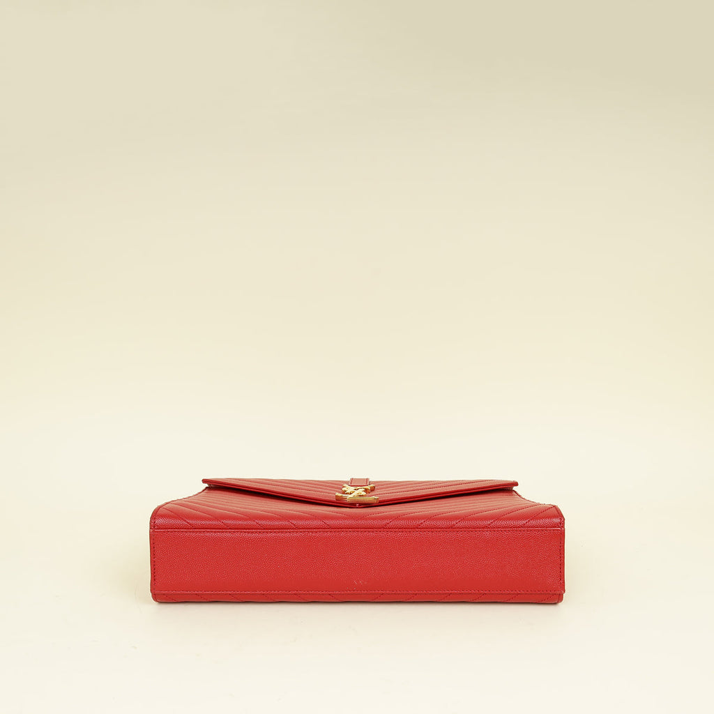 YSL Red Monogram Envelope Satchel Large Bag