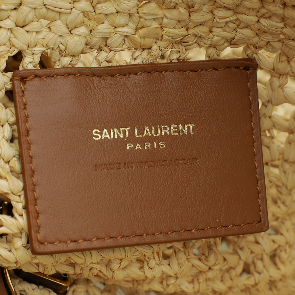YSL Bicolor Icare Raffia Maxi Shopping Tote Bag
