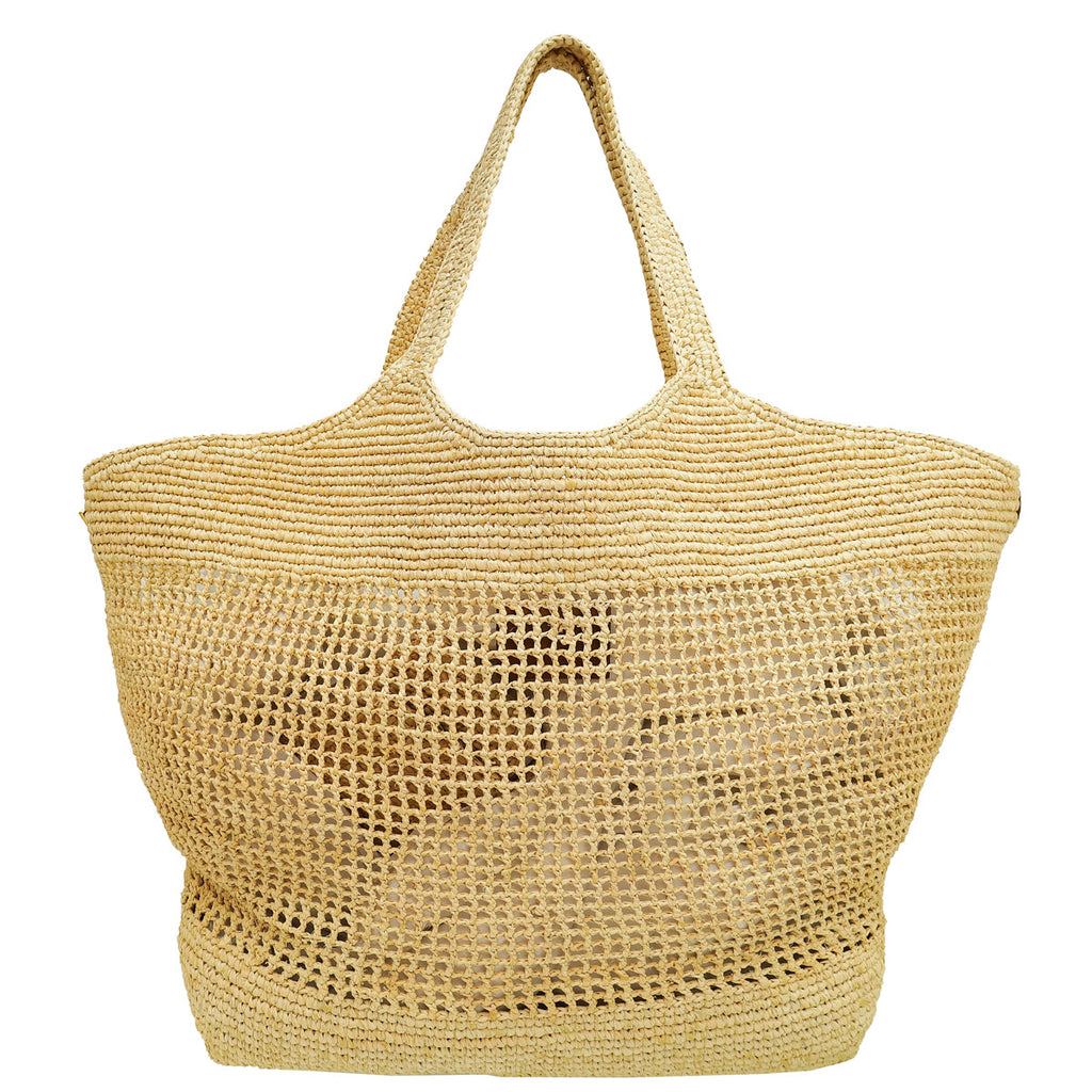 YSL Bicolor Icare Raffia Maxi Shopping Tote Bag