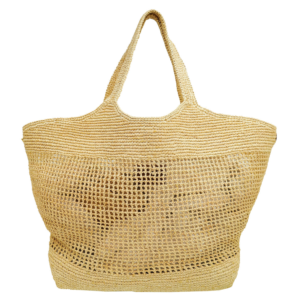 YSL Bicolor Icare Raffia Maxi Shopping Tote Bag