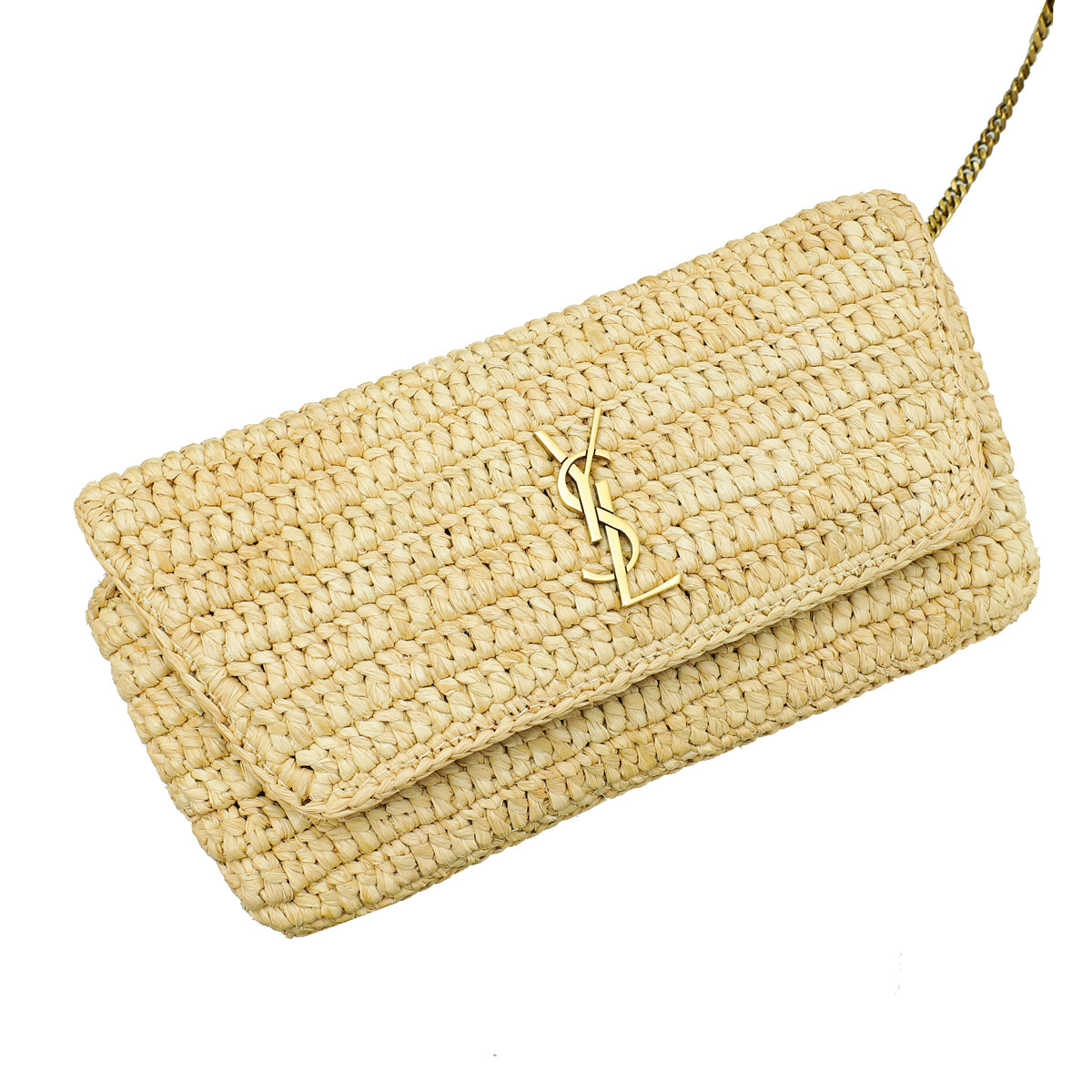 YSL Bicolor Icare Raffia Maxi Shopping Tote Bag